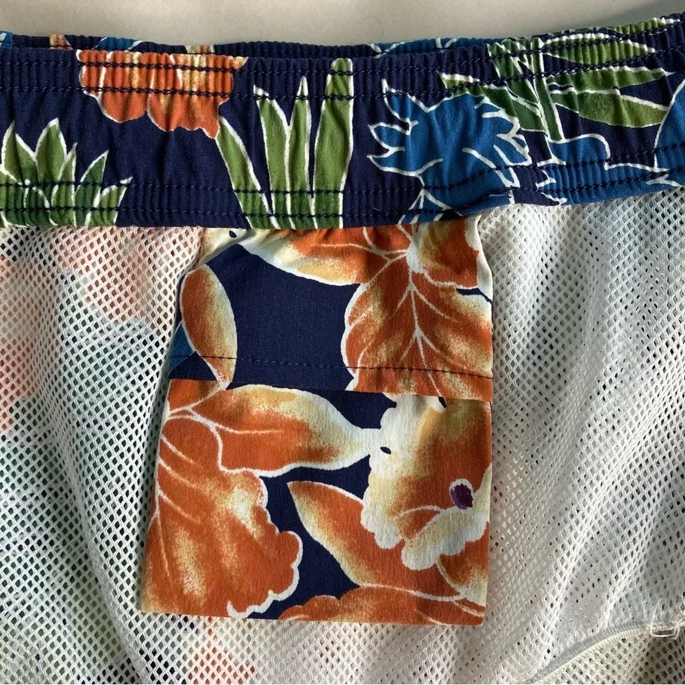 J Crew Tropical Print Drawstring Elastic Waist Swim Trunk with Liner (Size‎ XXL)